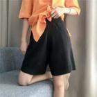 Knit High-waist Wide-leg Shorts