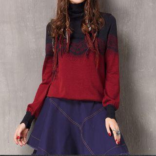 Jacquard High Neck Sweater