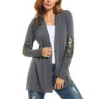 Sequined Sleeve Long Cardigan