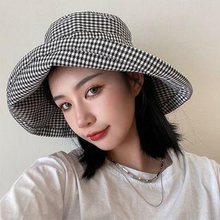 Check Bucket Hat Black & White - One Size