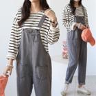 Patch-pocket Baggy Overall Pants