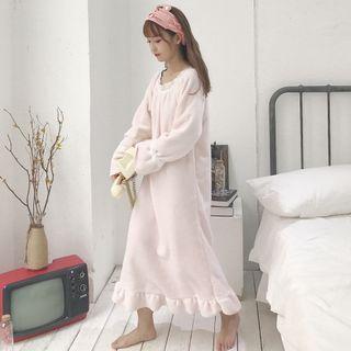 Long-sleeve Fleece Maxi Sleep Dress