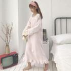 Long-sleeve Fleece Maxi Sleep Dress