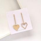 Non-matching Alloy Heart Dangle Earring 1 Pair - S925 Silver - One Size