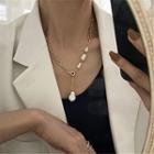 Irregular Pearl Pendant Necklace White & Gold - One Size