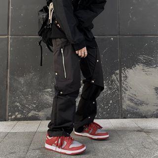 High-waist Buttoned Zip-side Cargo Pants
