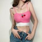 Cherry Embroidered Crop Camisole Top