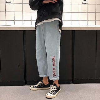 Letter Print Straight-cut Jeans