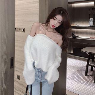 Chain Cold-shoulder Sweater