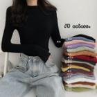 Mock-neck Plain Knit Top In 19 Colors