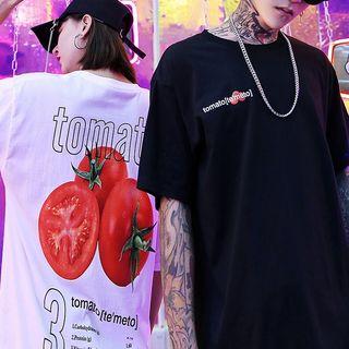 Couple Matching Tomato Print Short-sleeve T-shirt