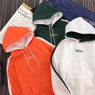 Couple Matching Letter Contrast Trim Hoodie
