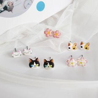 Alloy Cat / Flower Earring