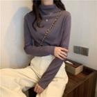 Long-sleeve Plain Fleece Lined Top