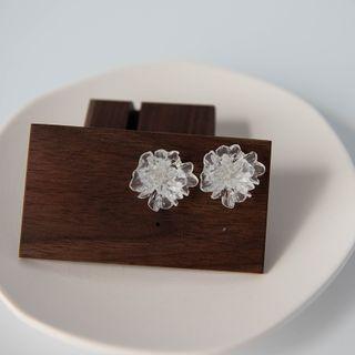 Transparent Floral Ear Stud 1 Pair - Transparent - One Size