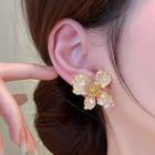 Flower Faux Crystal Alloy Earring 1 Pair - Silver Needle - Gold - One Size