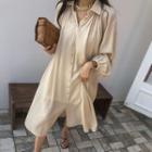 Bishop-sleeve Sheer Shirtdress
