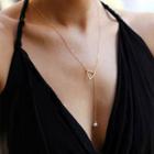 Faux Pearl Triangle Drop Necklace