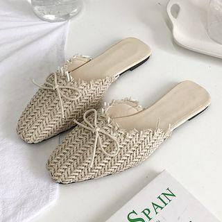 Woven Pointed Toe Flat Mules