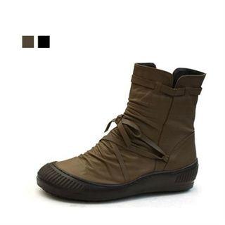 Ruched Lambskin Short Boots
