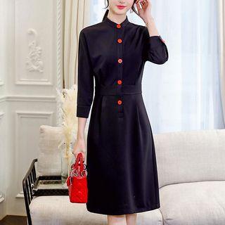 3/4-sleeve Shirt A-line Dress