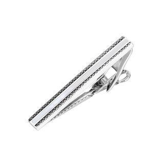 Fashion Elegant Pattern Geometric Rectangular Tie Clip Silver - One Size
