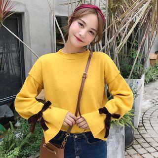 Plain Bell Long-sleeve Knit Sweater