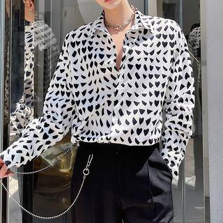 Long-sleeve Pattern Button-up Shirt