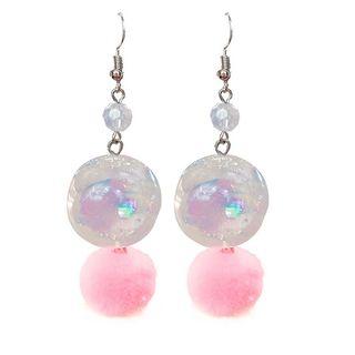 Pompom Drop Earring 1 Pair - A12 - 56 - Pink - One Size