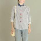 Strawberry Embroidery Striped Shirt As Shown In Figure - One Size
