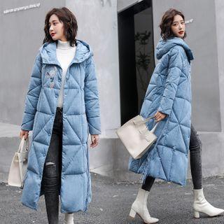 Padded Hooded Zipped Long Jacket