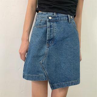 High-waist Asymmetrical Demin Skirt