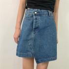 High-waist Asymmetrical Demin Skirt