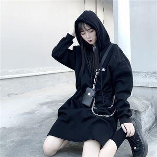 Long Sleeve Hooded Dress Black - One Size