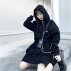 Long Sleeve Hooded Dress Black - One Size
