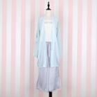 Embroidered Long Light Jacket / Wide Leg Pants / Embroidered Camisole Top / Embroidered Headband