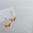 Butterfly Faux Crystal Faux Pearl Dangle Earring 1 Pair - Champagne - One Size