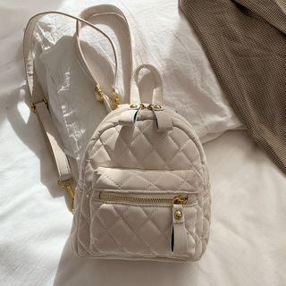 Plain Quilted Faux Leather Backpack