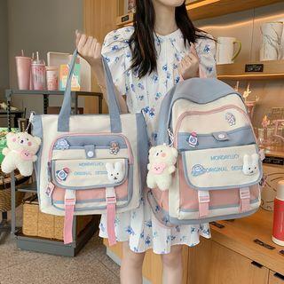 Color Block Backpack / Tote Bag / Set