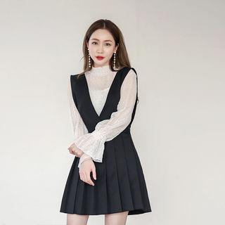 Pleated Mini Suspender Dress