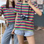 Short-sleeve Rainbow Striped T-shirt