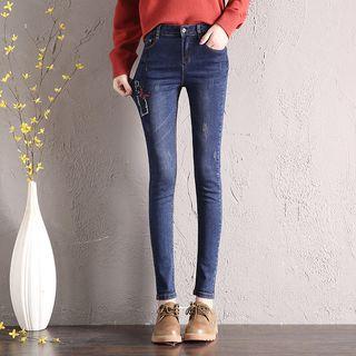 Butterfly Applique Skinny Jeans