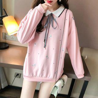 Doll-collar Print Sweatshirt