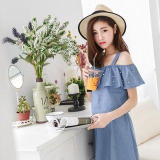 Off-shouder Denim Dress