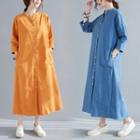 3/4-sleeve Maxi Shirt Dress