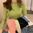 Mock Neck Long-sleeve Knitted Top