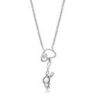 925 Silver Rabbit C. Pendant With Mushroom & 1 Crystal (in Rh. Plated) Silver - One Size