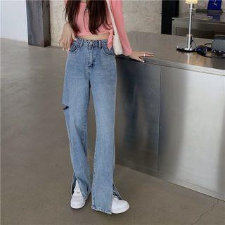 Distressed Slit Jeans