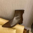Pointy-toe Panel Block Heel Short Boots