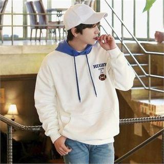 Rugby Embroidered Color-block Hoodie